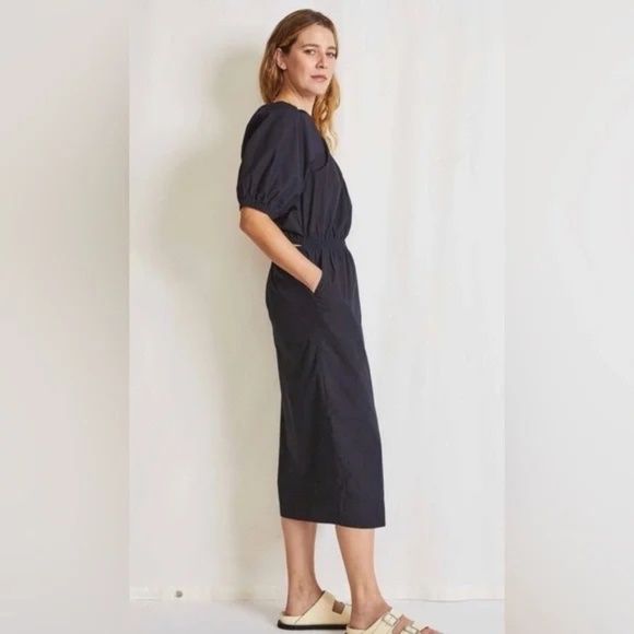 APIECE APART PALMA ONE SHOULDER BLACK ORGANIC COTTON DRESS - Picture 9 of 12